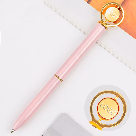 Novo material de escritório canetas de aço inoxidável rosa cristal presente marca caneta